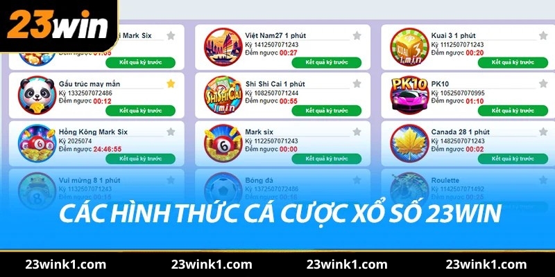 Các hình thức cá cược xổ số 23win